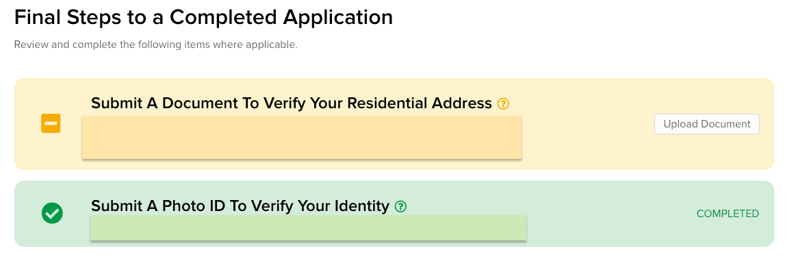 Upload your passport and proof of address as the final step