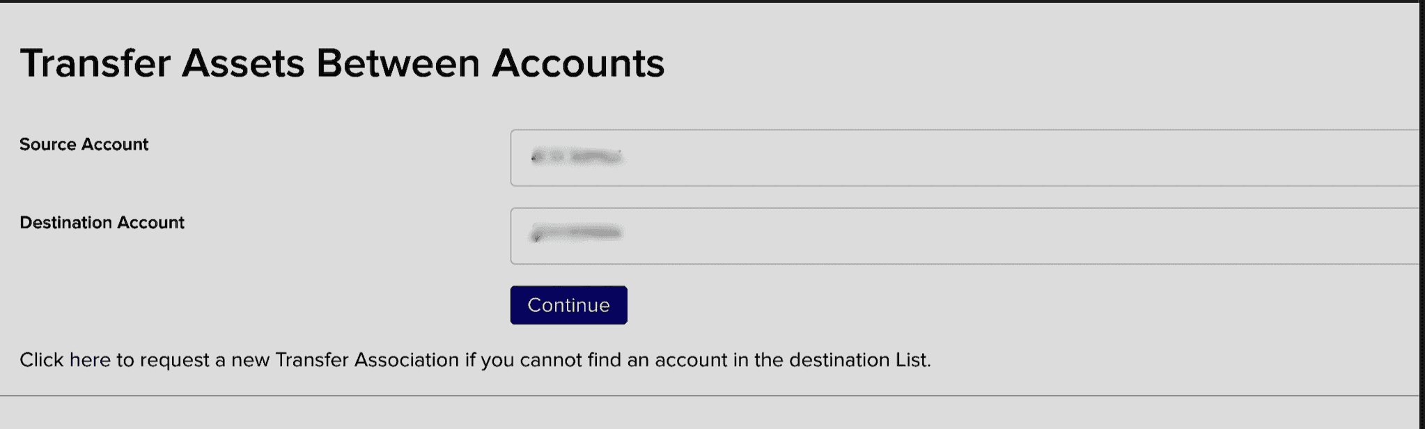Select source account and destination account